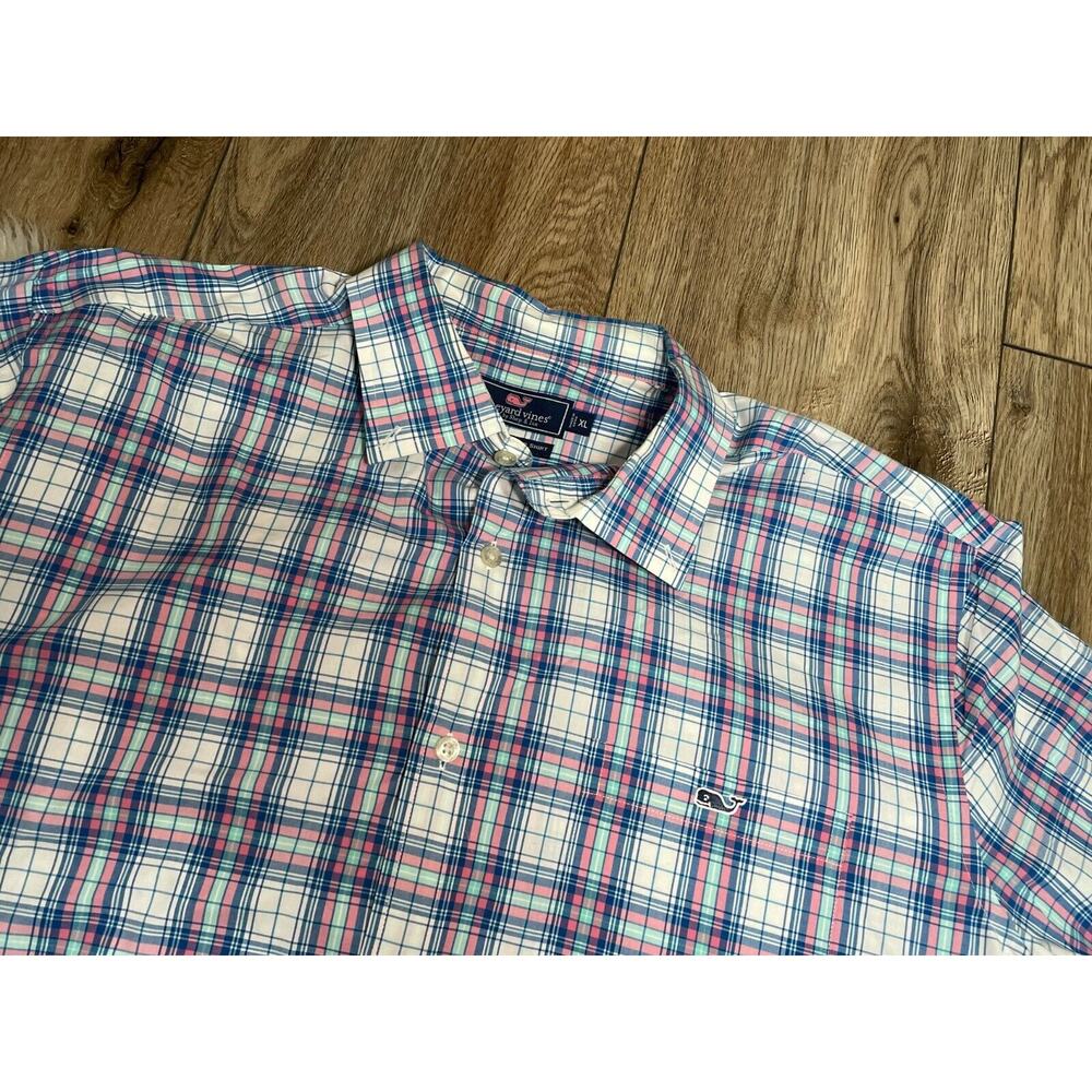 Vineyard Vines Mens Classic Fit Tucker Shirt XL Shirt Blue, White & Pink Check